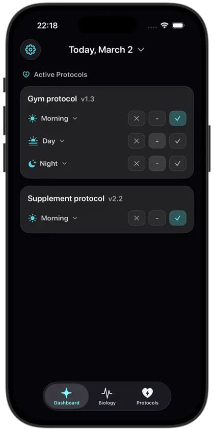 Protocol supplement logging screen